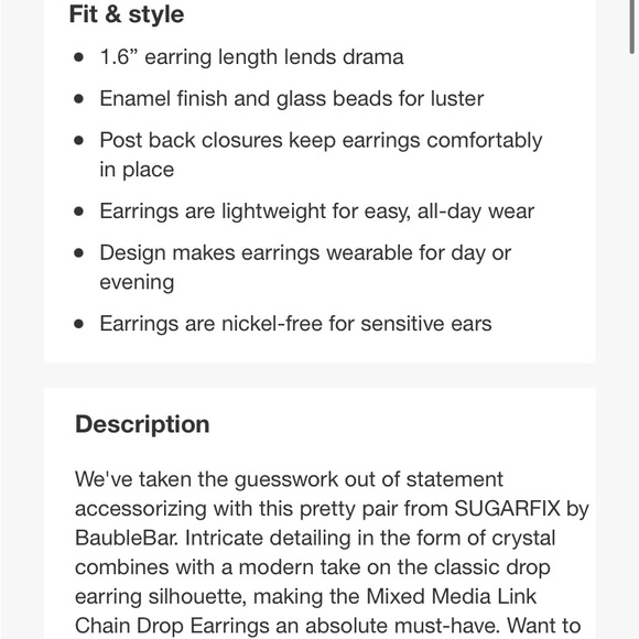 SUGARFIX by BaubleBar Mixed Media Link Chain Drop Earrings White Neon Enamel - Picture 7 of 9